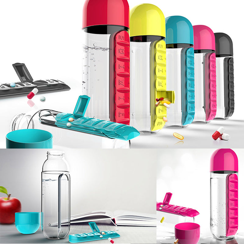 Wellness Bottle – 2-in-1 Hydration & Pill Organizer
