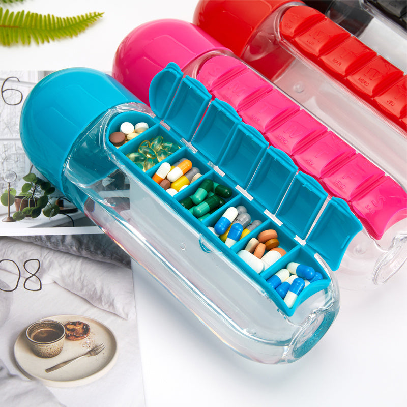 Wellness Bottle – 2-in-1 Hydration & Pill Organizer