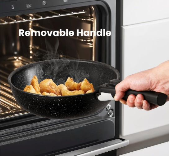Non-Stick Cookware Set – 12-Piece Granite Pots & Pans with Detachable Handles