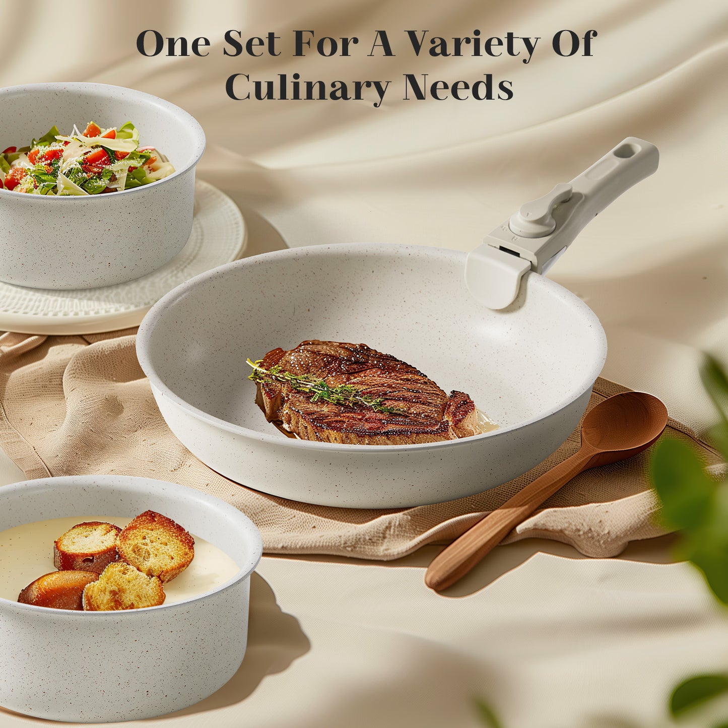 Non-Stick Cookware Set – 12-Piece Granite Pots & Pans with Detachable Handles
